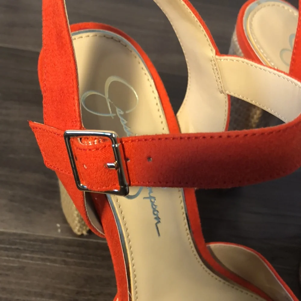 NBW Jessica Simpson Priella Tangerine and Natural Platform Sandal - Picture 7 of 11